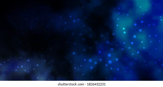 Plantilla de vector azul oscuro con estrellas de neón. Ilustración colorida en estilo abstracto con estrellas degradadas. Mejor diseño para tu anuncio, afiche, banner.