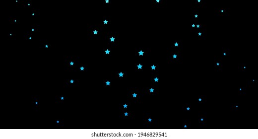 Plantilla de vector azul oscuro con estrellas de neón. Ilustración abstracta geométrica moderna con estrellas. Patrón para sitios web, páginas de inicio.