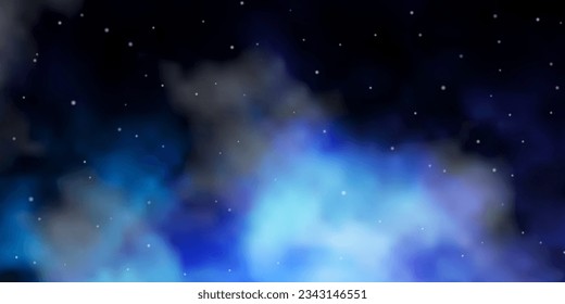 Dark BLUE vector template with neon stars. Decorative illustration with stars on abstract template. Design for your business promotion.