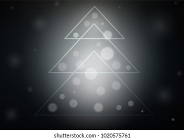Dark BLUE vector template with a new year tree. Decorative shining illustration with xmas tree on abstract template. New year design for your ad, poster, banner.