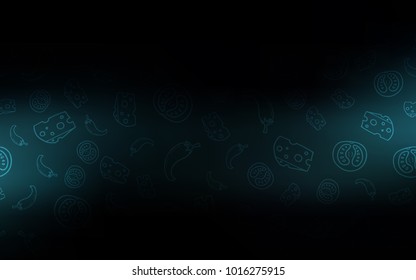 Dark BLUE vector template with organic meal. Beautiful colored illustration with food in doodle style. Pattern for menu of cafes, bars, restaurants.
