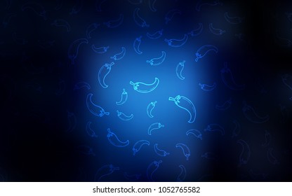 Dark BLUE vector template with organic peppers. Blurred decorative design of peppers in doodle style. Pattern for menu of cafes, bars, restaurants.