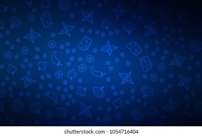 Dark BLUE vector template with organic meal. Decorative shining illustration with food on abstract template. Template for meal cooking in kitchen.