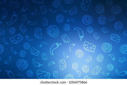Dark BLUE vector template with organic meal. Blurred decorative design of snacks in doodle style. Pattern for menu of cafes, bars, restaurants.