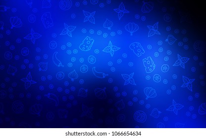 Dark BLUE vector template with organic meal. Decorative shining illustration with food on abstract template. Pattern for menu of cafes, bars, restaurants.