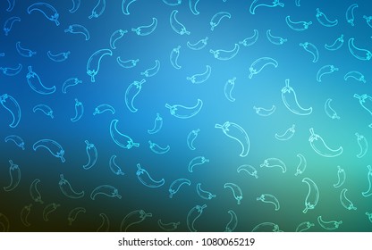 Dark BLUE vector template with organic peppers. peppers on blurred abstract background with colorful gradient. Template for meal cooking in kitchen.