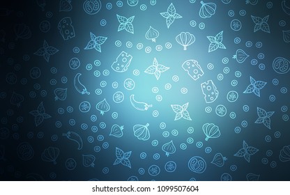 Dark BLUE vector template with organic meal. Decorative shining illustration with food on abstract template. Design for ad, poster, banner of cafes or restaurants.