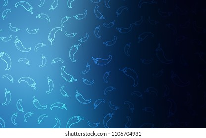 Dark BLUE vector template with organic peppers. Glitter abstract sketch with hot peppers. Pattern for menu of cafes, bars, restaurants.