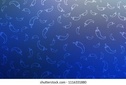 Dark BLUE vector template with organic peppers. Beautiful colored illustration with peppers in doodle style. Design for ad, poster, banner of cafes or restaurants.
