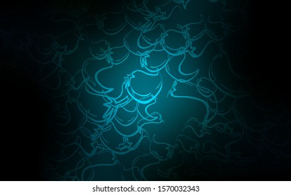 Dark BLUE vector template with organic peppers. Glitter abstract sketch with hot peppers. Doodle design for your business advert of cafes.