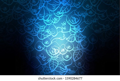 Dark BLUE vector template with organic meal. Glitter abstract sketch with gourmet food. Pattern for ad, booklets, leaflets of restaurants.