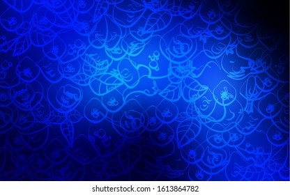 Dark BLUE vector template with organic meal. Beautiful colored illustration with food in doodle style. Doodle design for your business advert of cafes.