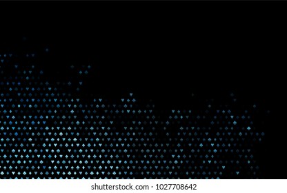 Dark BLUE vector template with poker symbols. Illustration with set of hearts, spades, clubs, diamonds. Pattern for ads of parties, events in Vegas.