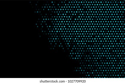 Dark BLUE vector template with poker symbols. Illustration with set of hearts, spades, clubs, diamonds. Design for ad, poster, banner of gambling websites.