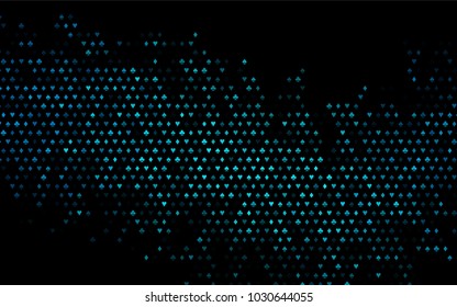Dark BLUE vector template with poker symbols. Shining illustration with hearts, spades, clubs, diamonds. Smart design for your business advert of casinos.