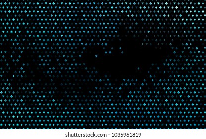 Dark BLUE vector template with poker symbols. Glitter abstract sketch with isolated symbols of playing cards. Pattern for ads of parties, events in Vegas.