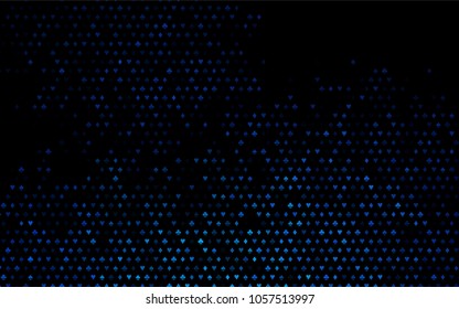 Dark BLUE vector template with poker symbols. Illustration with set of hearts, spades, clubs, diamonds. Pattern for ads of parties, events in Vegas.