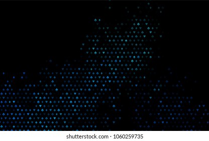 Dark BLUE vector template with poker symbols. Glitter abstract sketch with isolated symbols of playing cards. Smart design for your business advert of casinos.