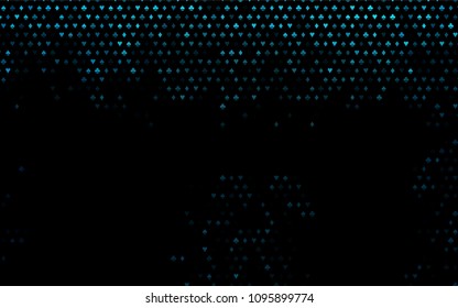 Dark BLUE vector template with poker symbols. Colored illustration with hearts, spades, clubs, diamonds. Smart design for your business advert of casinos.