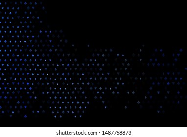 Dark BLUE vector template with poker symbols. Colored illustration with hearts, spades, clubs, diamonds. Pattern for ads of parties, events in Vegas.