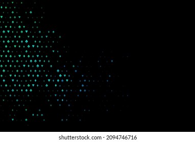 Dark blue vector template with poker symbols. Illustration with set of hearts, spades, clubs, diamonds. Pattern for leaflets of poker games, events.