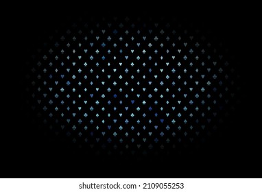 Dark blue vector template with poker symbols. Colorful gradient with signs of hearts, spades, clubs, diamonds. Pattern for leaflets of poker games, events.