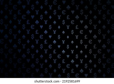 Dark blue vector template with poker symbols. Colorful gradient with signs of hearts, spades, clubs, diamonds. Smart design for your business advert of casinos.