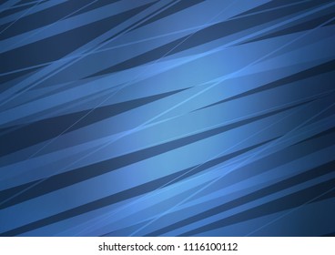 Dark BLUE vector template with repeated sticks. Decorative shining illustration with lines on abstract template. Smart design for your business advert.