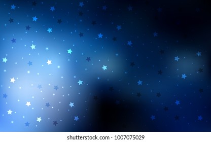 Dark BLUE vector template with sky stars. Shining colored illustration with stars. The template can be used as a background.