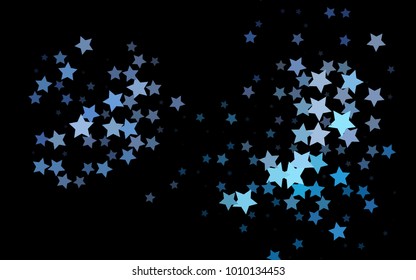 Dark BLUE vector template with sky stars. Decorative shining illustration with stars on abstract template. The template can be used as a background.