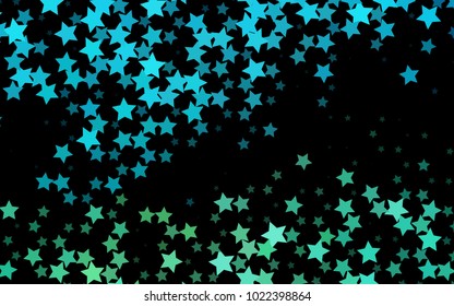 Dark BLUE vector template with sky stars. Shining colored illustration with stars. The pattern can be used for websites.