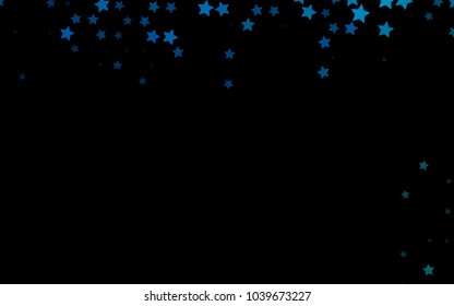 Dark BLUE vector template with sky stars. Glitter abstract illustration with colored stars. Best design for your ad, poster, banner.