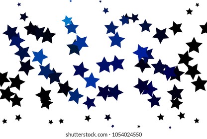 Dark BLUE vector template with sky stars. Modern geometrical abstract illustration with stars. The pattern can be used for websites.