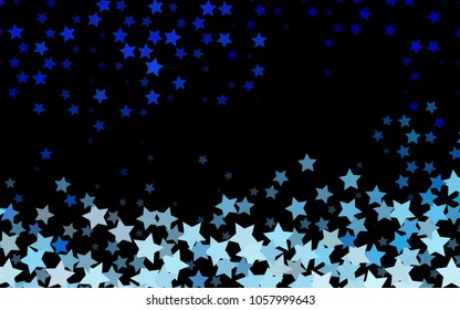 Dark BLUE vector template with sky stars. Decorative shining illustration with stars on abstract template. Smart design for your business advert.