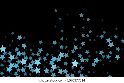 Dark BLUE vector template with sky stars. Stars on blurred abstract background with gradient. Best design for your ad, poster, banner.