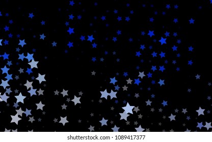 Dark BLUE vector template with sky stars. Modern geometrical abstract illustration with stars. Smart design for your business advert.