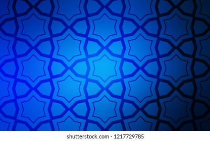 Dark BLUE vector template with sky stars. Shining colored illustration with stars. Pattern for wrapping gifts.