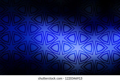 Dark BLUE vector template with sky stars. Stars on blurred abstract background with gradient. Pattern for new year ad, booklets.