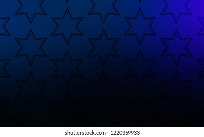 Dark BLUE vector template with sky stars. Decorative illustration with stars on abstract template. Pattern for wrapping gifts.