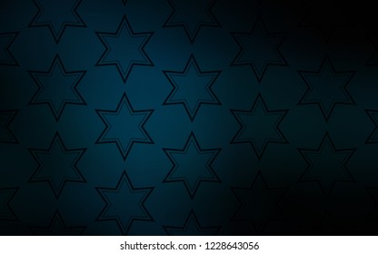 Dark BLUE vector template with sky stars. Glitter abstract illustration with colored stars. Pattern for new year ad, booklets.