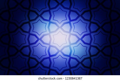 Dark BLUE vector template with sky stars. Stars on blurred abstract background with gradient. Pattern for new year ad, booklets.
