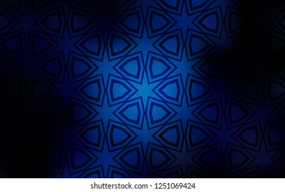 Dark BLUE vector template with sky stars. Glitter abstract illustration with colored stars. Template for sell phone backgrounds.