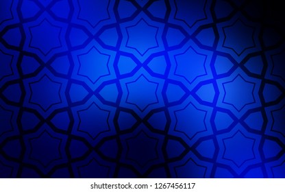 Dark BLUE vector template with sky stars. Blurred decorative design in simple style with stars. Pattern for new year ad, booklets.