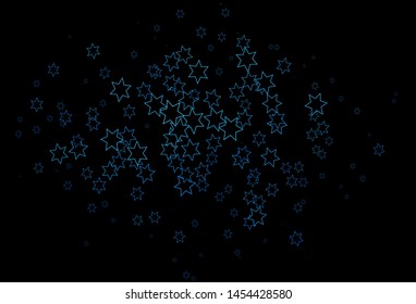 Dark BLUE vector template with sky stars. Stars on blurred abstract background with gradient. Smart design for your business advert.