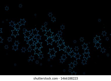 Dark BLUE vector template with sky stars. Shining colored illustration with stars. The template can be used as a background.