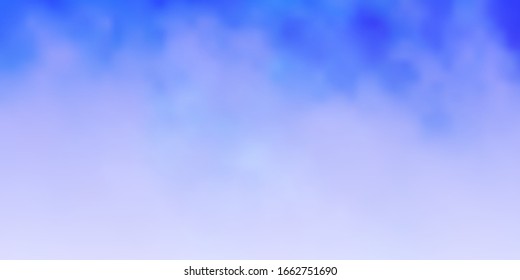 Dark BLUE vector template with sky, clouds. Abstract illustration with colorful gradient clouds. Pattern for your commercials.