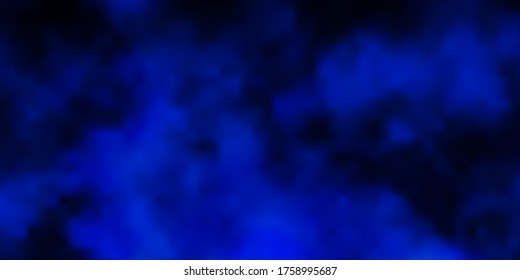 Dark BLUE vector template with sky, clouds. Gradient illustration with colorful sky, clouds. Pattern for your booklets, leaflets.