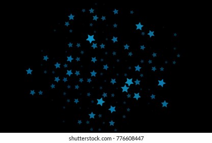 Dark BLUE vector template with sky stars. Shining colored illustration with stars. The pattern can be used for websites.