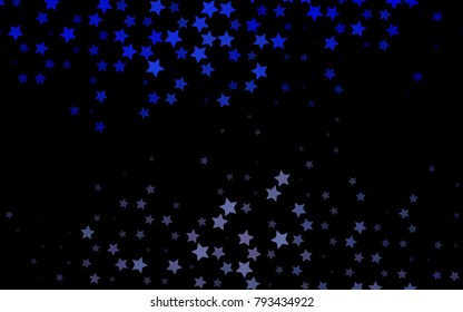 Dark BLUE vector template with sky stars. Decorative shining illustration with stars on abstract template. The pattern can be used for wrapping gifts.