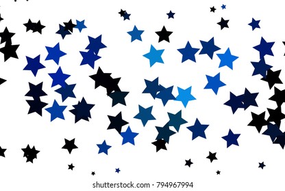 Dark BLUE vector template with sky stars. Stars on blurred abstract background with gradient. Best design for your ad, poster, banner.